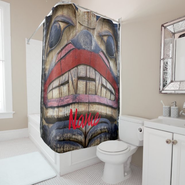 Rideaux De Douche Tonnerre à visage totem (En situation)