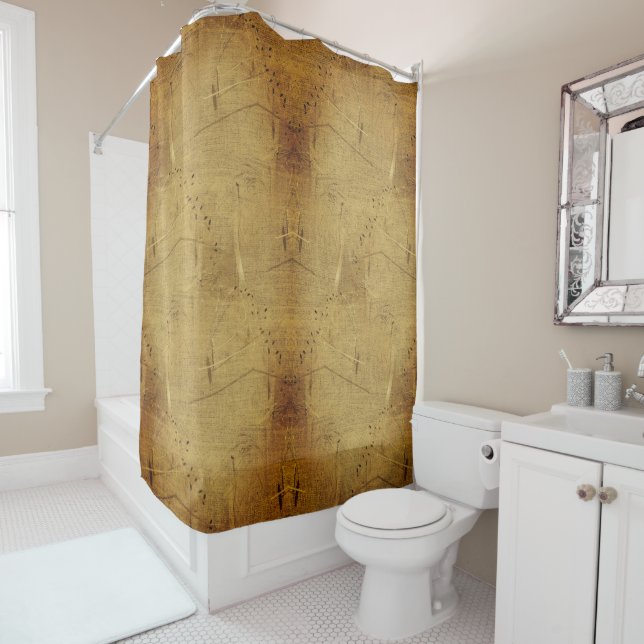 Rideaux De Douche Tons Abstraits Et Perturbés De Brown (En situation)
