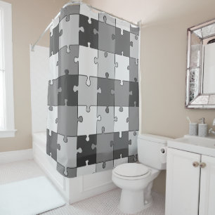 Rideaux De Douche Tons de gris de casse-tête