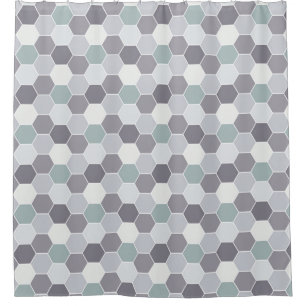 Rideaux De Douche Tons de gris et de blanc Motif de nid d'abeille