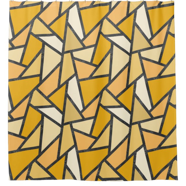 Rideaux De Douche Tons de motif en vitrail jaune (Devant)