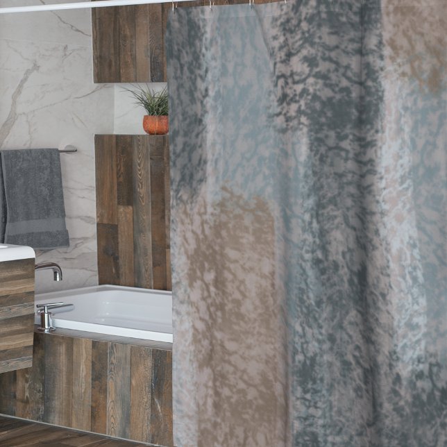 Rideaux De Douche Tons doux Abstraits gris Beige Acier Bleu & Brown (Créateur téléchargé)