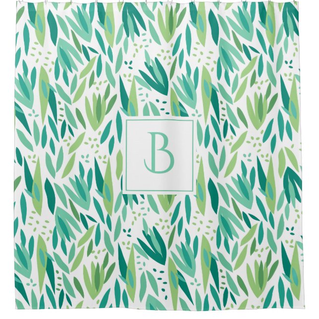 Rideaux De Douche Tons verts Tropical Leafs Motif (Devant)