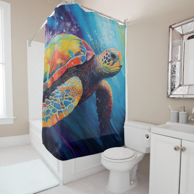 Rideaux De Douche Tortue de mer (En situation)
