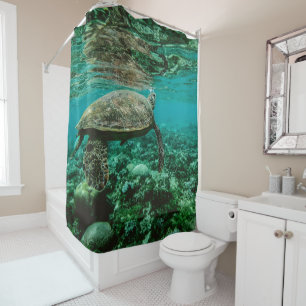 Rideaux De Douche Tortue verte de l'océan bleu