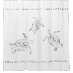 Rideaux De Douche Tortues de mer argentées classiques blanches