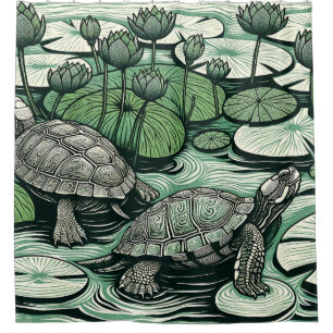 Rideaux De Douche Tortues et Lily Pads nénuphars