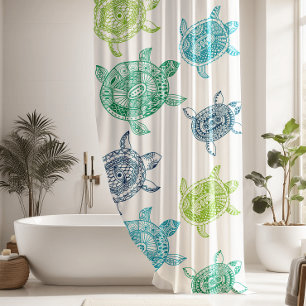 Rideaux De Douche Tortues marines bleues et vertes