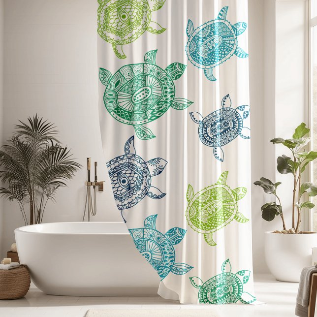 Rideaux De Douche Tortues marines bleues et vertes (Créateur téléchargé)