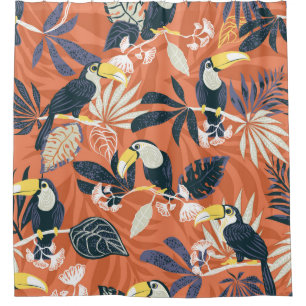 Rideaux De Douche toucan et jungle motif transparent