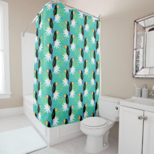 Rideaux De Douche Toucans sur Turquoise