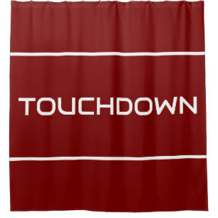Rideaux De Douche TOUCHDOWN Bandes blanches modernes sur fond rouge