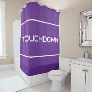 Rideaux De Douche TOUCHDOWN Bandes de texte blanches modernes sur fo
