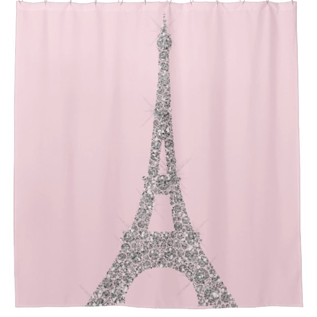 Rideaux De Douche Tour Eiffel Paris Cristaux Swarovski rose argent (Devant)