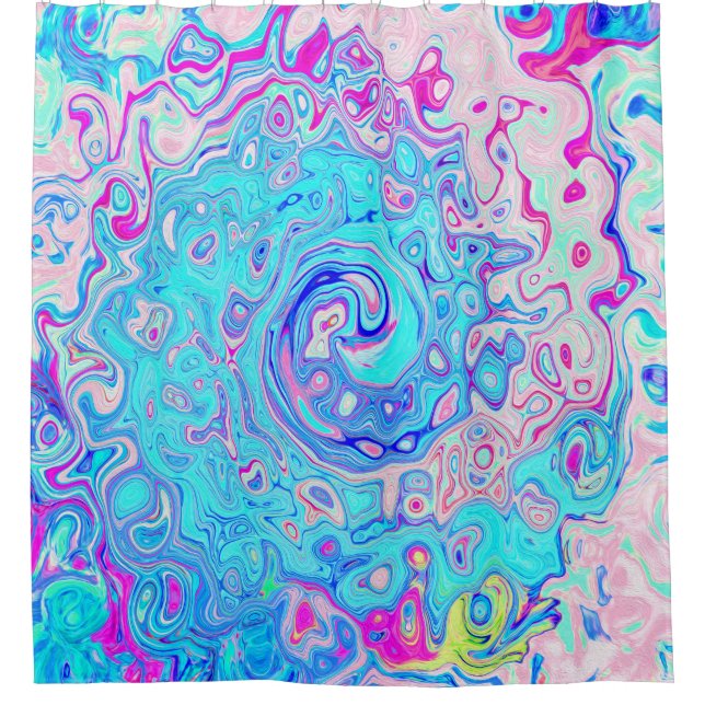 Rideaux De Douche Tourbillon Abstrait Rétro Bleu de Robin Groovy (Devant)