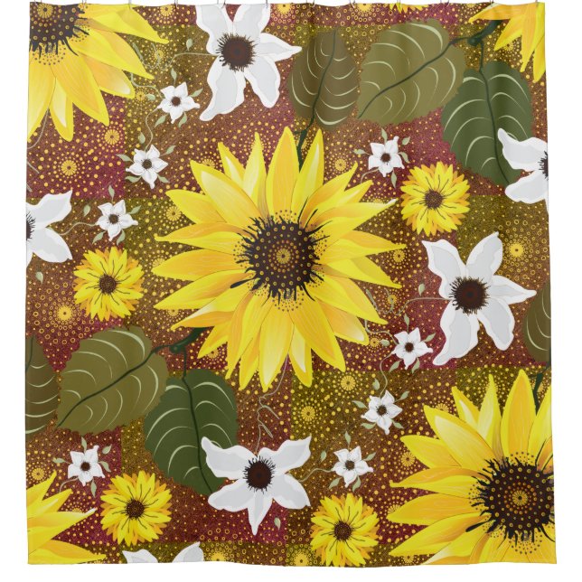 Rideaux De Douche Tournesol Bohème Floral (Devant)