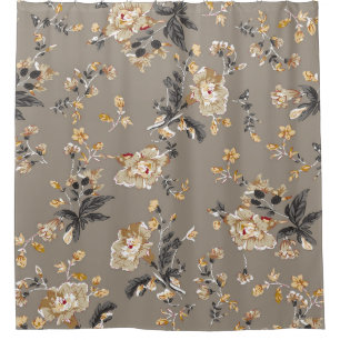 Rideaux De Douche Tout sur les fleurs motif sur la fleur de fond bru