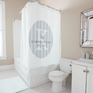 Rideaux De Douche Toutes Couleurs Rayé Personnalisé Cercle Monogramm