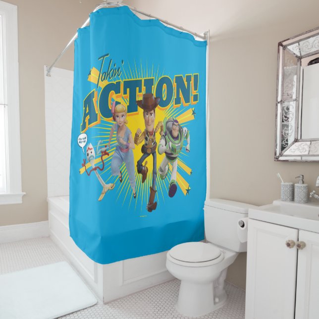 Rideaux De Douche Toy Story 4| "Agissez !" Art de groupe (En situation)