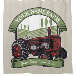 Rideaux De Douche Tracteur agricole Vintage personnalisé Pays Agricu