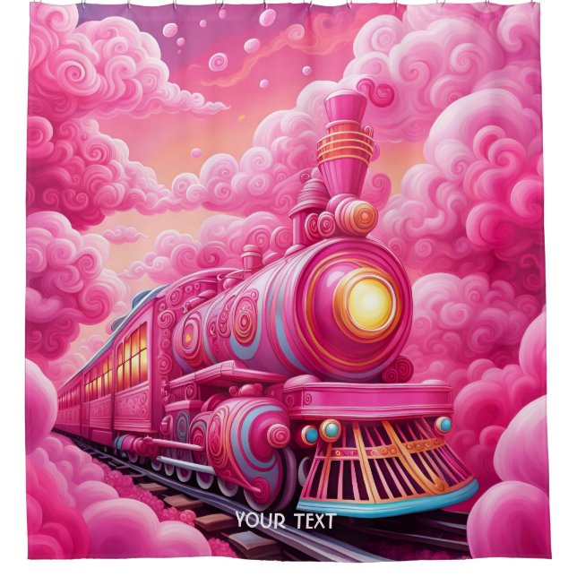 Rideaux De Douche Train Imaginaire Vif Nuages Roses (Devant)