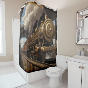Rideaux De Douche Train Steampunk et pont victorien