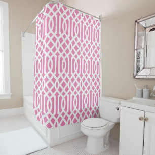 Rideaux De Douche Trellis rose et blanc   Couleurs modifiables