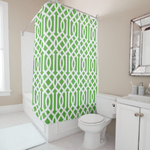 Rideaux De Douche Trellis vert et blanc   Couleurs modifiables