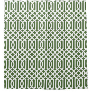 Rideaux De Douche Trellis vert mousse et blanc