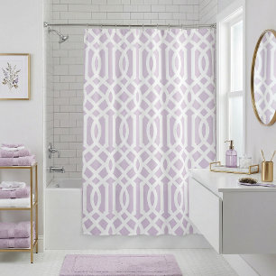 Rideaux De Douche Trellis Violet Lilas et Blanc   Couleurs Éditable