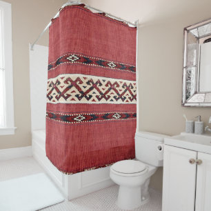 Rideaux De Douche Triangle Bleu noir noir blanc Kilim 