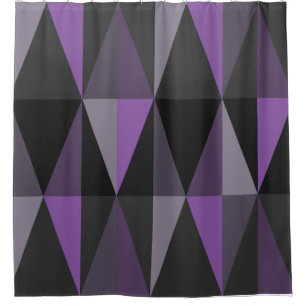Rideaux De Douche Triangles modernes du milieu du siècle Violet fonc