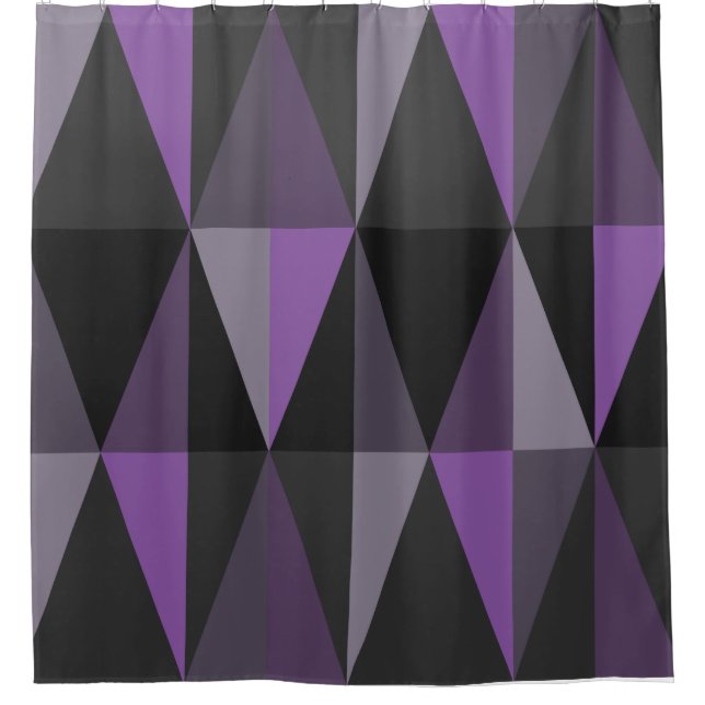Rideaux De Douche Triangles modernes du milieu du siècle Violet fonc (Devant)