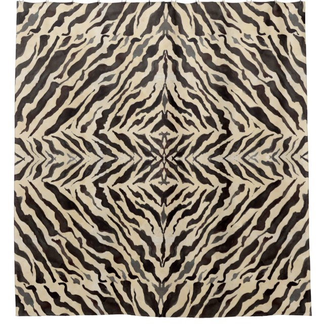 Rideaux De Douche Tribal African Zebra Motif rayé noir Tan Art (Devant)