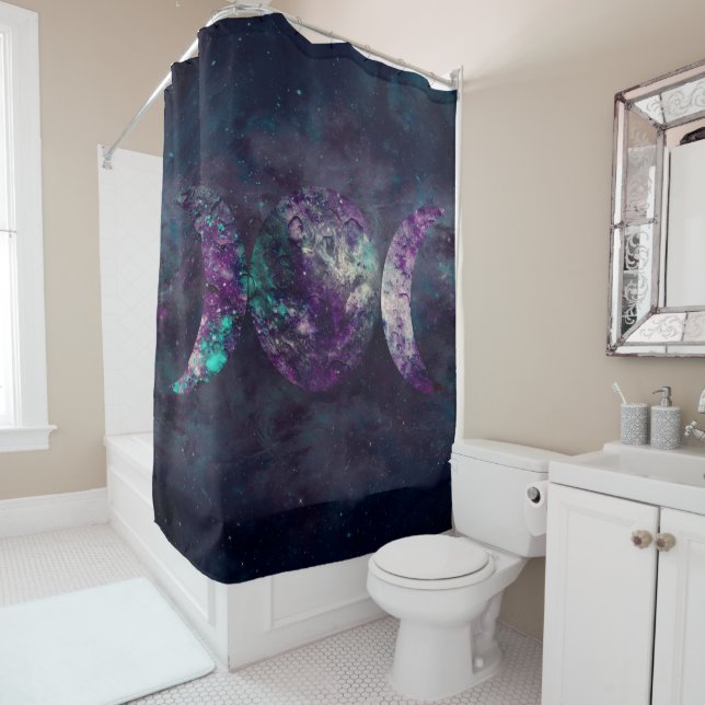 Rideaux De Douche Triple Lune Déesse Luna Univers Espace (En situation)