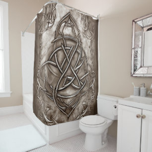 Rideaux De Douche Triquetra Trinity Knot Sepia Faux Tin métallique