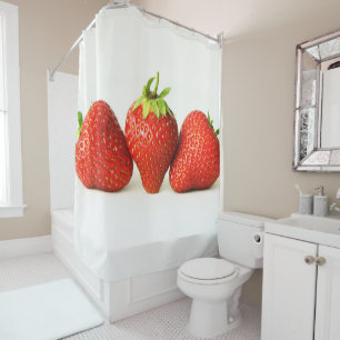 Rideaux De Douche Trois Fraises Sur Sccn Blanche