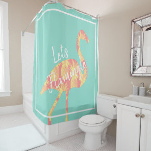 Rideaux De Douche Tropical Flamingle Flamant rose & ananas