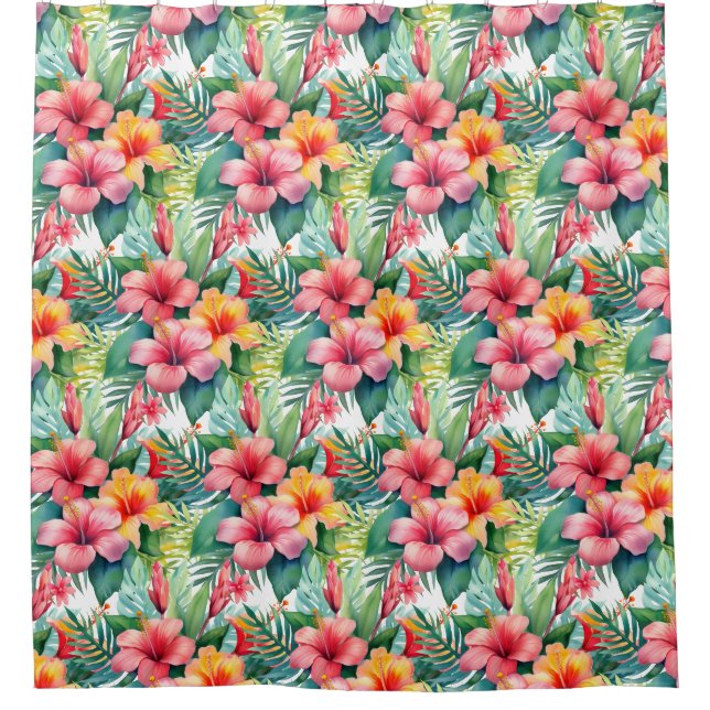 Rideaux De Douche Tropical  Greenery Floral  (Devant)