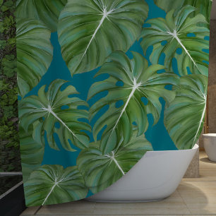 Rideaux De Douche Tropical Philodendron Elephant Oreille Peacock Ble