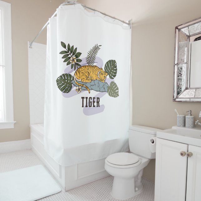 Rideaux De Douche Tropical Tiger Rest (En situation)