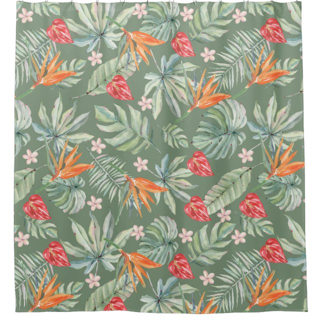 Rideaux De Douche Tropics Flower and Foliage Imaginaire Motif (Devant)