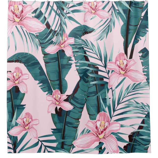 Rideaux De Douche Tropique peinture d'été sans couture motif avec pa (Devant)