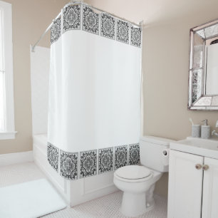 Rideaux De Douche Tuile espagnole noire et blanche