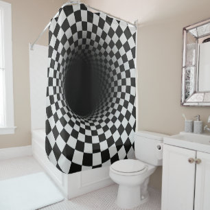 Rideaux De Douche Tunnel d'illusion optique en noir et blanc