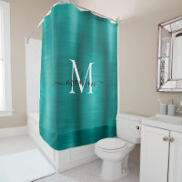Turquoise Aqua Brossé Monogramme métallique Fille 