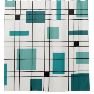 Rideaux De Douche turquoise Art Abstrait des années 1950