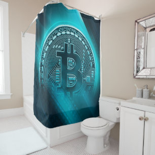 Rideaux De Douche Turquoise Bitcoin Cryptomonnaie BTC Blockchain