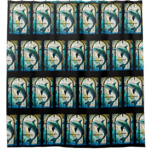 Rideaux De Douche Turquoise bleu dauphin look de verre tendu