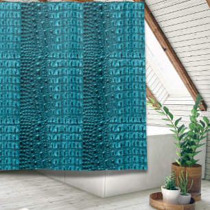 Rideaux De Douche turquoise empreinte d'alligator bleu bleu d'aqua t